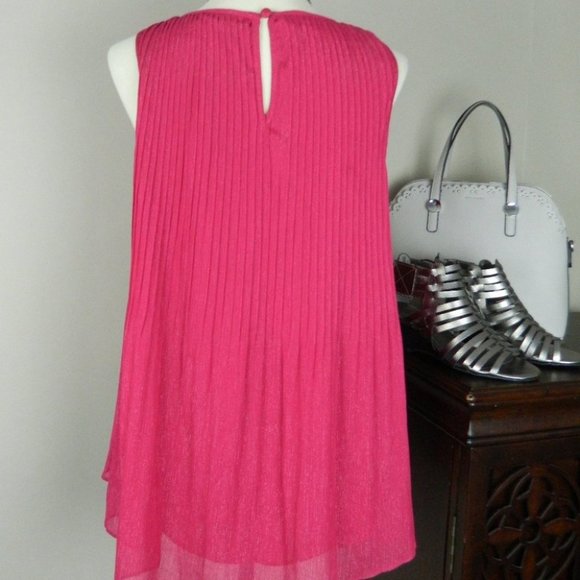 Apt. 9 Sleeveless Pleated Chiffon Dopamine Pink Top Size XS - Picture 5 of 8